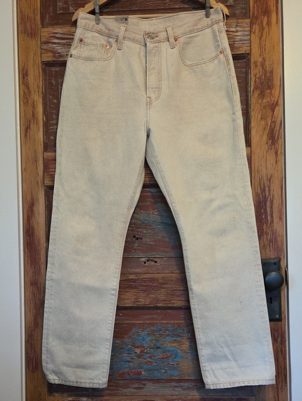 Levi's 501 Original Fit Tan/Cream Super Light Wash No-Strech Denim Jeans